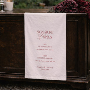 Ivory Burgundy Wedding Signature Drink Fabric Sign