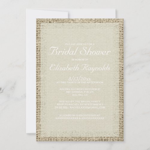 Ivory Burlap Bridal Shower Invitations