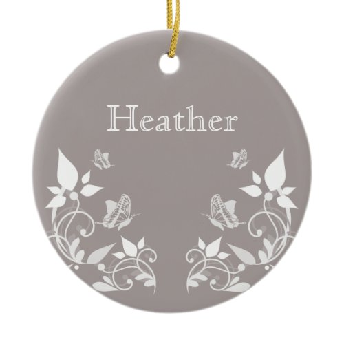 Ivory Butterfly Floral Ornament