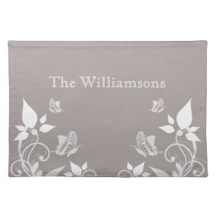 Ivory Butterfly Floral Placemat