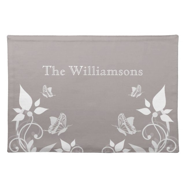 Ivory Butterfly Floral Placemat (Front)