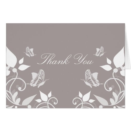 Ivory Butterfly Floral Thank You Card