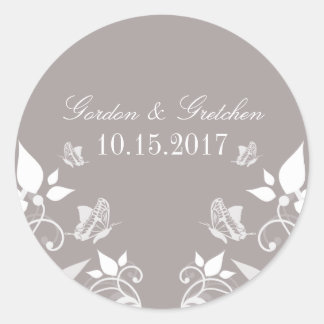 Ivory Butterfly Floral Wedding Stickers