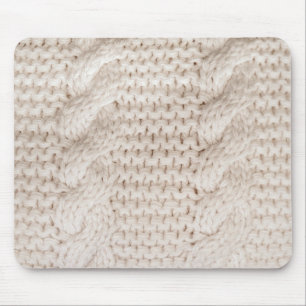 Ivory Cable Knit Pattern  Mouse Pad