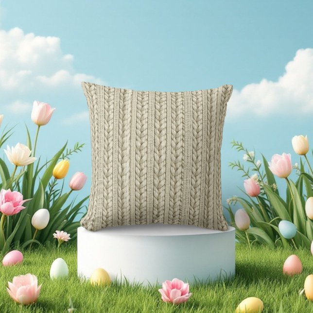 Ivory Cable Knit Texture Throw Pillow (Creator Uploaded)