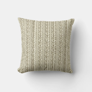 Ivory Cable Knit Texture Throw Pillow