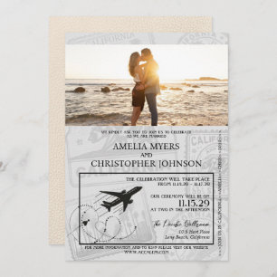 Ivory California Passport Wedding Invitation