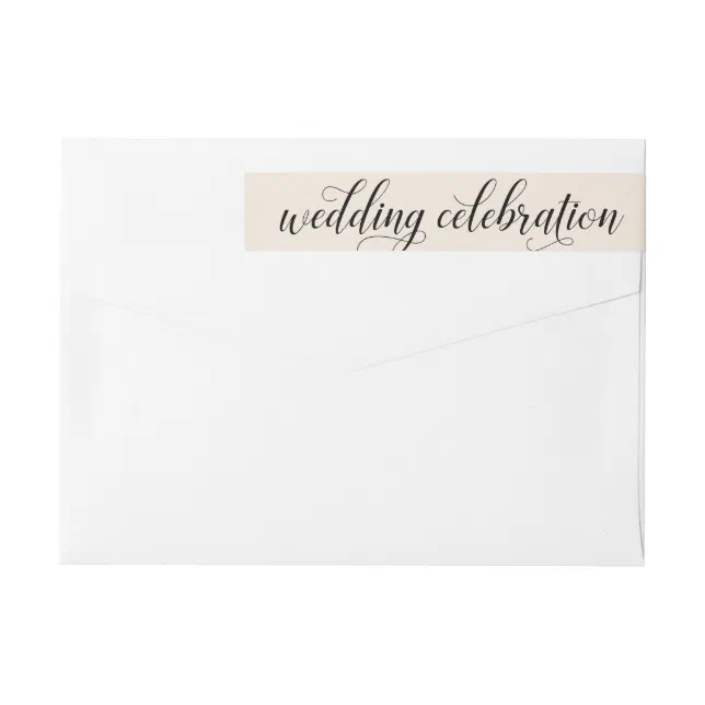 Ivory Calligraphy Script Wedding Celebration Wrap Around Label | Zazzle