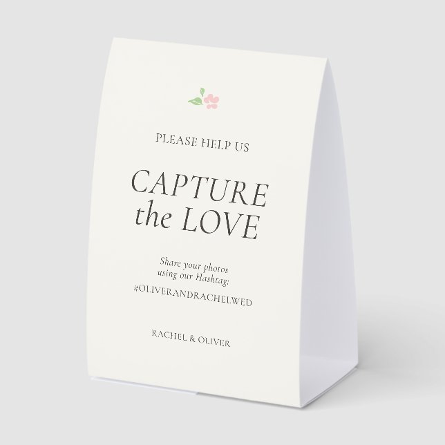Ivory | Capture the Love Wedding Table Top  Paper Table Tent (Front)