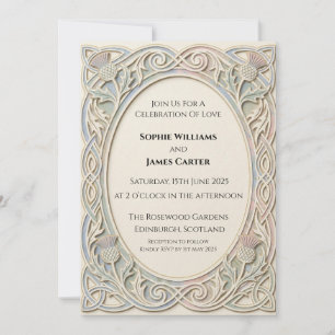 Ivory Celtic Thistle Wedding Invitation