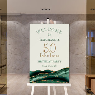 Ivory Champagne Fifty and Fabulous Birthday Sign