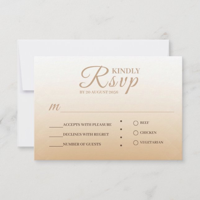 Ivory Champagne Gradient Wedding RSVP Card (Front)