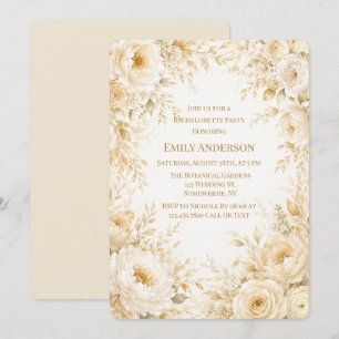 Ivory Champagne Pearl Floral Bachelorette Party Invitation