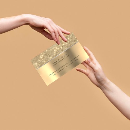 Ivory Champaign Gold Diamond Stripes  Glitter VIP Business Card