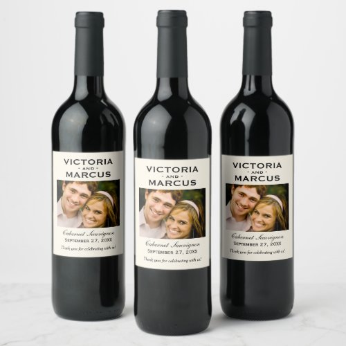 Ivory Cheers to Love Wedding Photo Bottle Favor Wine Label