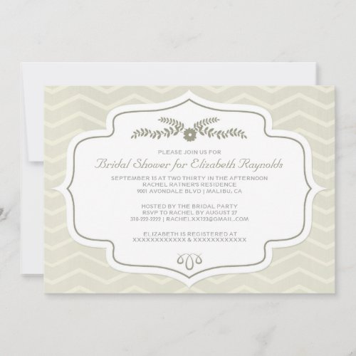 Ivory Chevron Bridal Shower Invitations