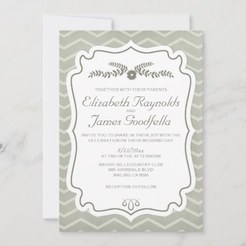 Ivory Chevron Stripes Wedding Invitations