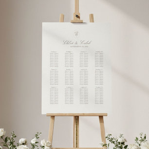 Ivory Chic 12 Table Wedding Seating Chart Foam Board