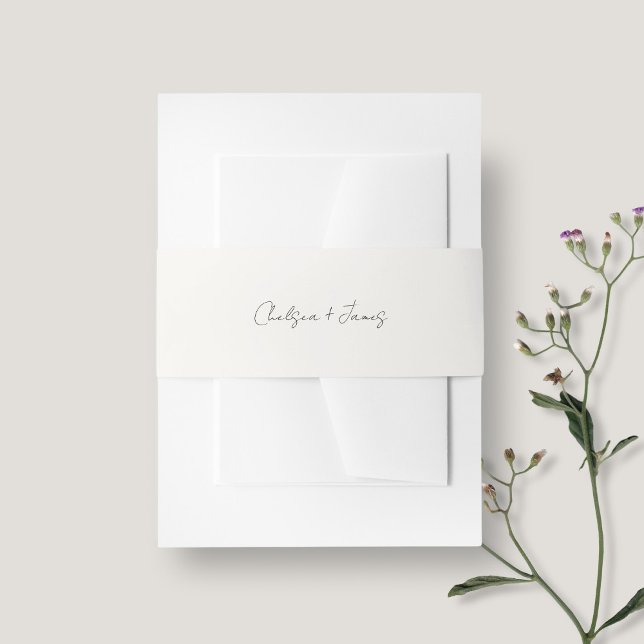 Ivory | Chic and Simple Script Wedding  Invitation Belly Band (Creator Uploaded)
