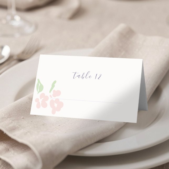 Ivory | Chic Blush Floral Wedding Name  Place Card (Creator Uploaded)