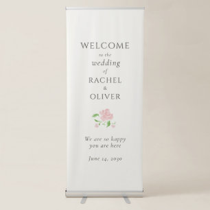 Ivory Chic Blush Floral Wedding Retractable Banner