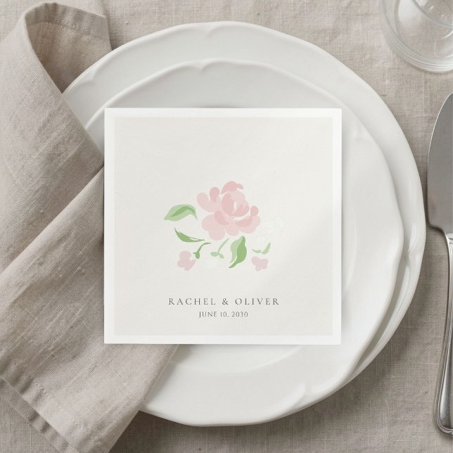 Ivory | Chic Blush Rose Wedding Invitation  Napkins (Creator Uploaded)