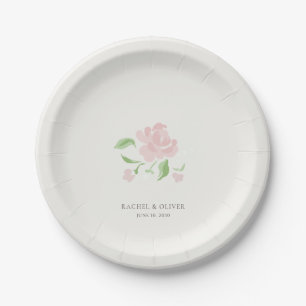 Ivory Chic Blush Rose Wedding Paper Plates