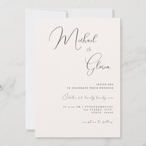 Ivory Chic Calligraphy QR Code All in One Wedding Invitation