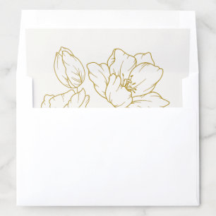 Ivory Chic Faux Gold Floral Wedding Envelope Liner