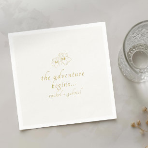 Ivory Chic Faux Gold Wedding Napkins