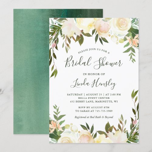Ivory Chic Floral Garden Greenery Bridal Shower Card
