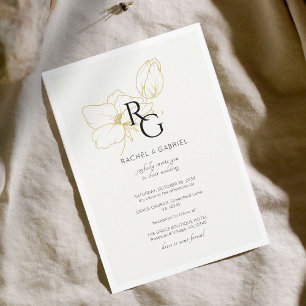 Ivory | Chic Floral Monogram Wedding Invitation