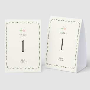 Ivory Chic Floral Wedding Table Number Card Paper Table Tent