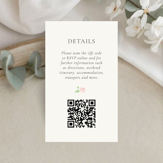Ivory | Chic Mini QR Wedding Details  Enclosure Card (Creator Uploaded)