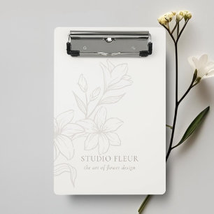 Ivory Chic Minimal Floral Mini Clipboard