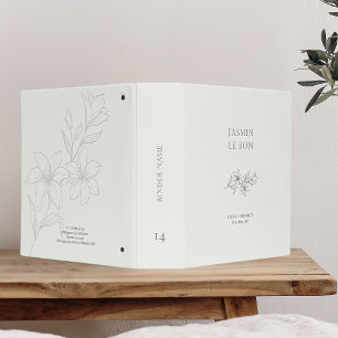 Ivory Chic Minimalist Floral Binder
