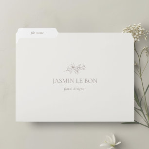 Ivory Chic Minimalist Floral File Folder
