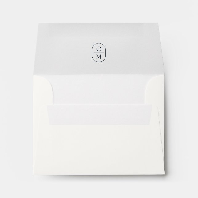 Ivory | Chic Minimalist Monogram Wedding RSVP Envelope (Back (Bottom))