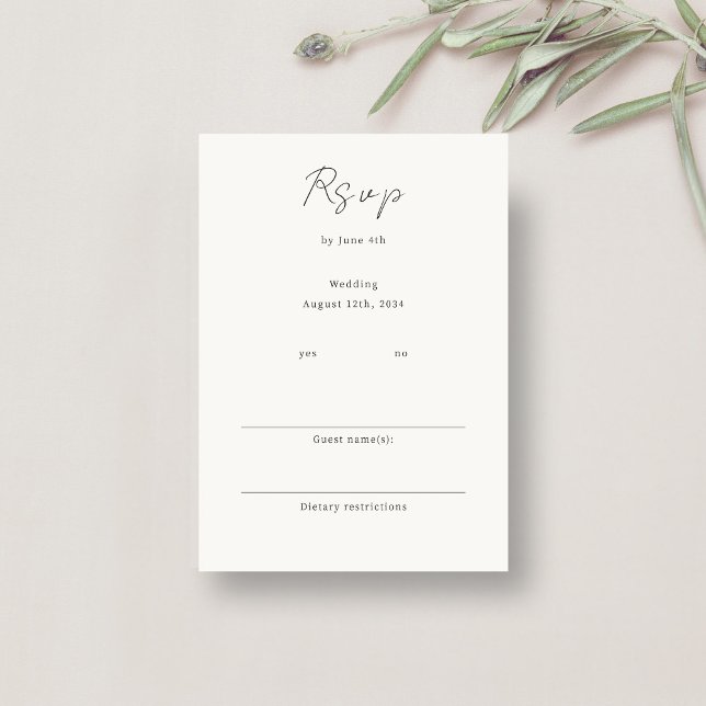Ivory | Chic Minimalist Wedding RSVP Enclosure Card (Creator Uploaded)