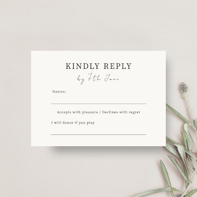 Ivory | Chic Minimalist Wedding RSVP Enclosure Card (Creator Uploaded)