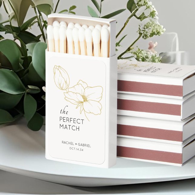 Ivory | Chic Modern Floral Wedding  Matchboxes (Creator Uploaded)