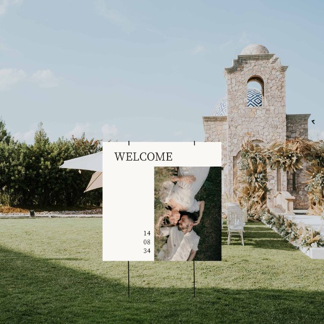 Ivory| Chic Modern Wedding Welcome Photo  Sign (Creator Uploaded)