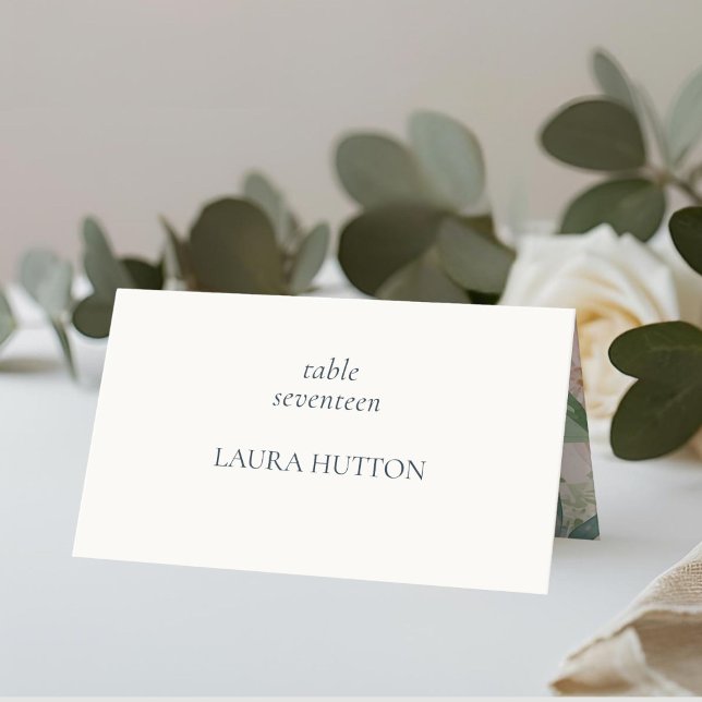 Ivory | Chic Monogram Floral Wedding  Place Card (Creator Uploaded)