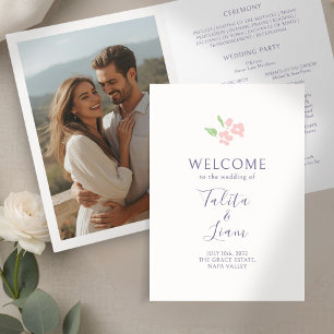 Ivory   Chic Photo Floral Wedding  Program