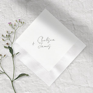 Ivory Chic Script Minimalist Wedding Invitation Napkins