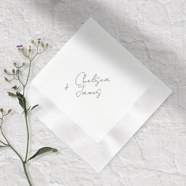 Ivory | Chic Script Minimalist Wedding Invitation Napkins (Creator Uploaded)