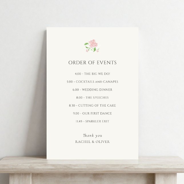 Ivory | Chic Wedding Order of Events Foam Board (Creator Uploaded)