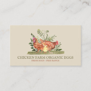 Ivory Chicken Family Farm Fresh Eggs Hen Rooster Business Card