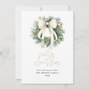 Ivory Christmas Wreath Christmas Watercolor Holiday Card