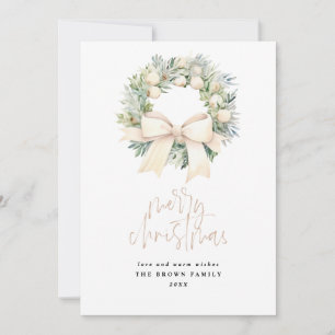 Ivory Christmas Wreath Christmas Watercolor Holiday Card
